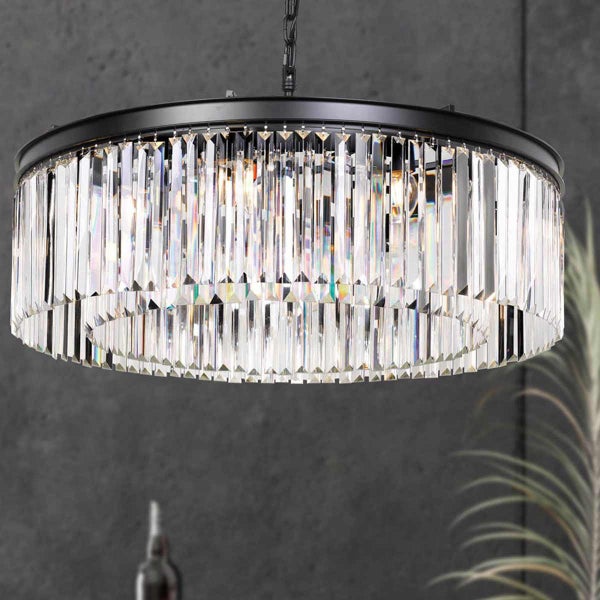 Telbix Serene 6 Light Round Crystal Pendant Light Carousel 3