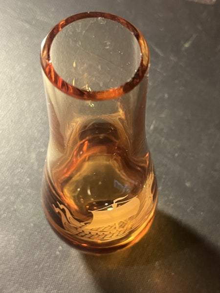 ART GLASS VASE ETCHED VIKING SHIP Carousel 2