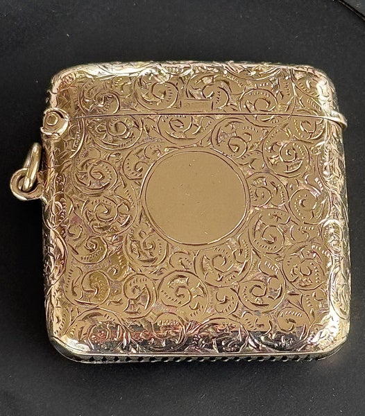 Antique 1909 Solid 9 Carat Gold Vesta Case - Birmingham 19.84 grams Carousel 1