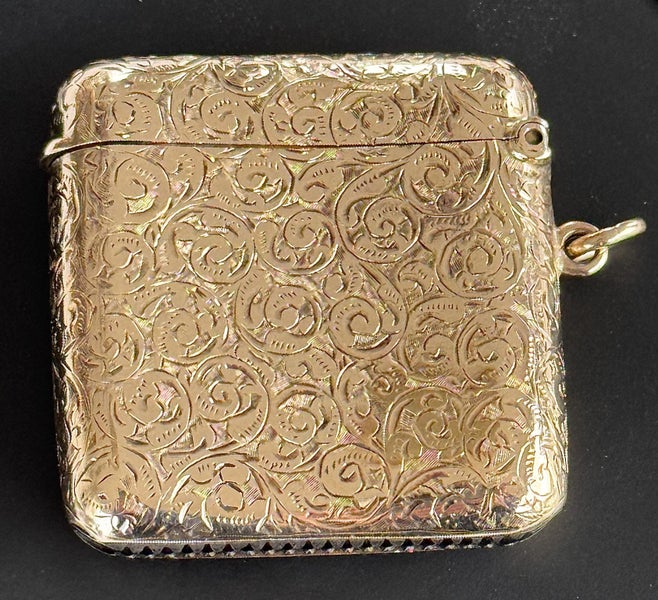 Antique 1909 Solid 9 Carat Gold Vesta Case - Birmingham 19.84 grams Carousel 3