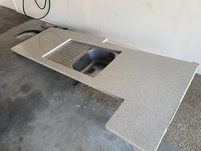 2.2m long composite stone benchtop with sink Carousel 1