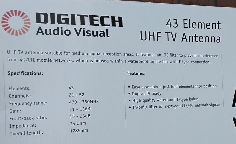 Digital Audio UHF TV Antenna New Carousel 1