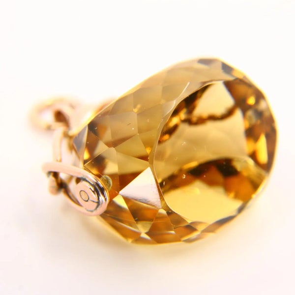 Antique Heavy 12.6gr 9ct gold & Citrine Spinner Swivel Fob Carousel 1
