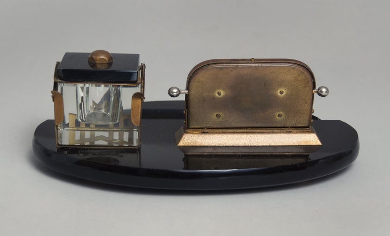 OLD DESK CALENDAR AND INK WELL HOLDER Carousel 2