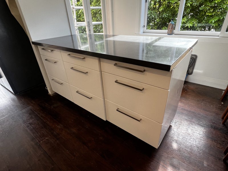 Kitchen benchtop, cupboard and shelves Carousel 2