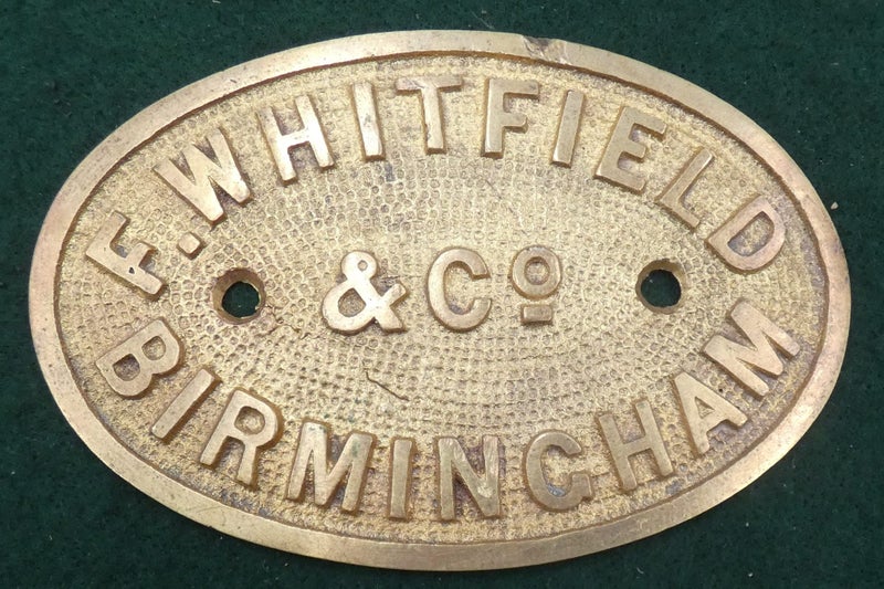 Antique Brass F WHITFIELD & Company SAFE Manufacturers Birmingham Logo Plaque Carousel 1