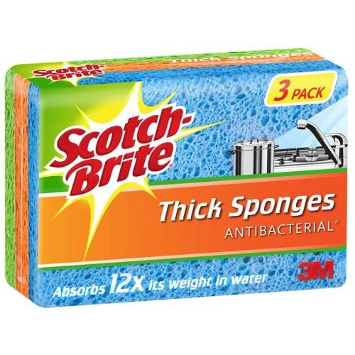 3M 11195 Scotch-Brite Thick Sponges, Pack of 3 [7012921463] Carousel 1