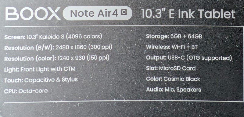 Onyx Boox Note Air 4c Colour e-ink tablet Carousel 3