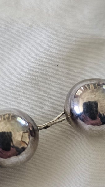 VINTAGE 925 Silver Ball & Lapis Lazuli Necklace Carousel 8