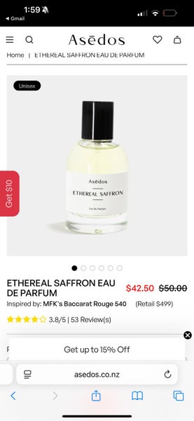 ETHEREAL SAFFRON EAU DE PARFUM Inspired by: MFK's Baccarat Rouge 540 Carousel 2