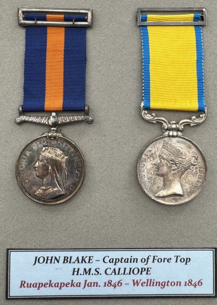 RARE - MAORI WAR MEDAL & BALTIC MEDAL - John Blake - 1846-47 HMS Calliope Carousel 1