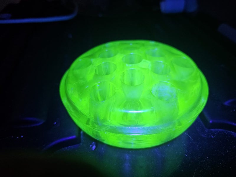 Vintage Uranium Glass Flower Frog Carousel 1