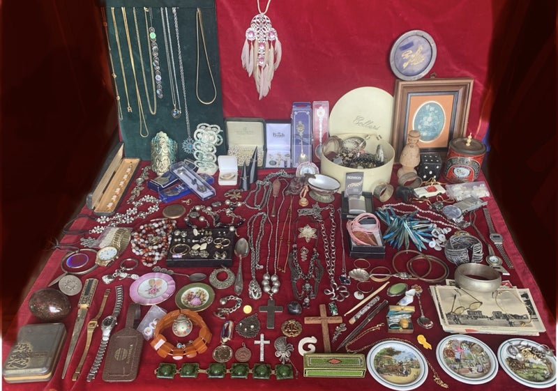 Bulk lot Estate hoard of Jewellery Sterling Silver Medals Stamps Watches Carousel 1