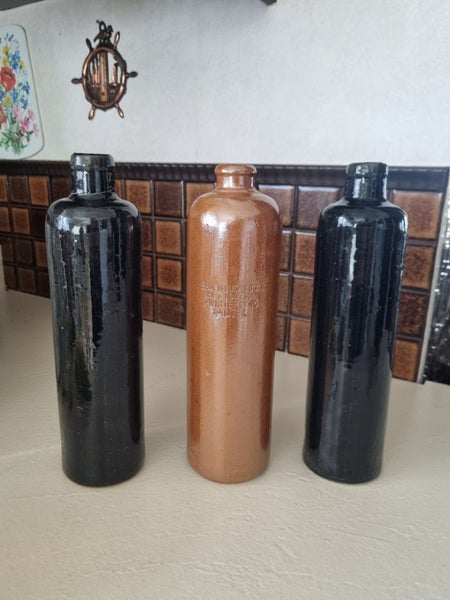 Vintage European Stoneware BOTTLES X3 Carousel 1