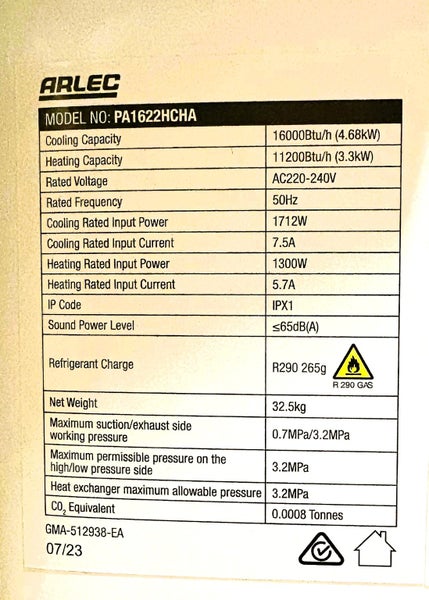 Arlec Air Conditioning Unit – Model PA1622HCHA – NZ$300 Carousel 6