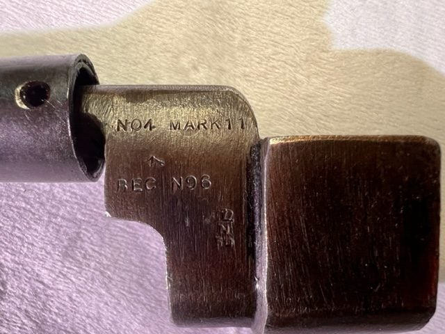 WW2 No.4 MK11 LEE ENFIELD SPIKED BAYONET WITH BLACK METAL SCABBARD - 2 Carousel 6