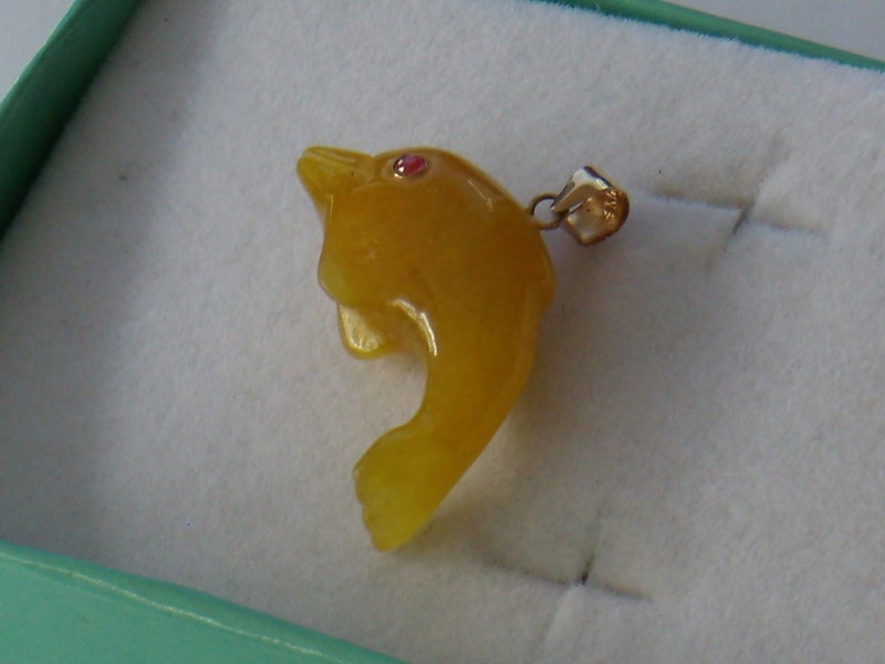 14k Real Gld Pendant +Jade+Ruby Carousel 2