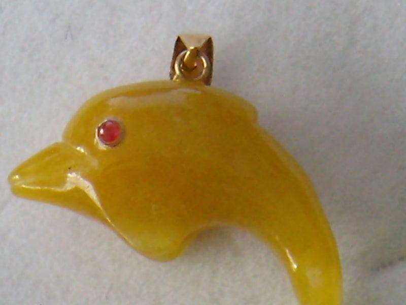 14k Real Gld Pendant +Jade+Ruby Carousel 1