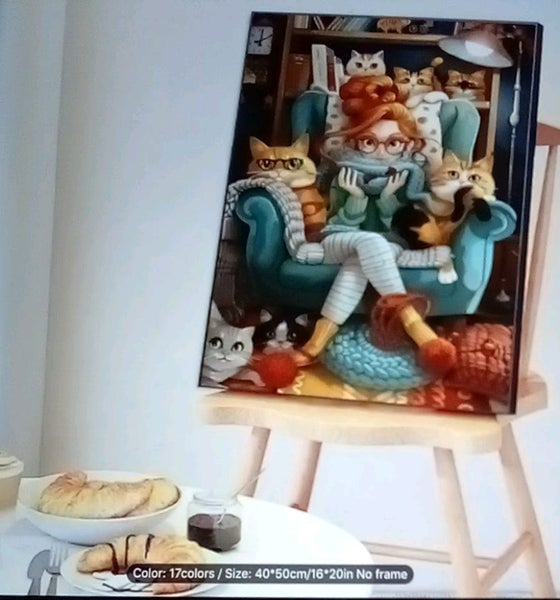 THE CATTAGE-Whimsical Cute Cat Lady Paint By Numbers Kit Great For All Ages Carousel 6
