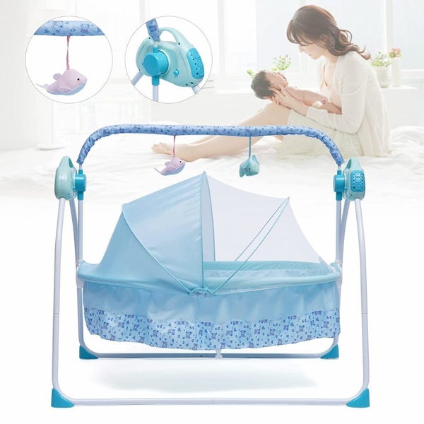 Baby Swing Baby Cradle 0 - 18 Months + 5V1 A Adaptor - Blue Carousel 1