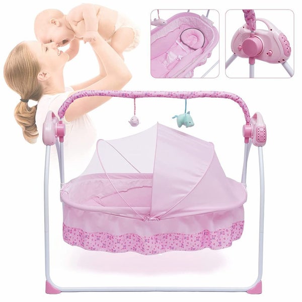 Baby Swing 0-18 Month + 5V 1A NZ adaptor (90x42x12 6.5kg) 6576C Pink Carousel 1