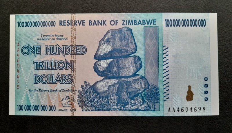 Zimbabwe $100 Trillion Dollars UNC Carousel 1