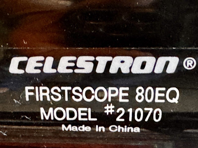 Celestron Firstscope 80EQ Telescope model #21070 Carousel 7