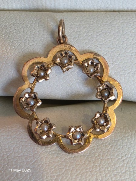 Victorian Seed Pearl 9ct Gold Pendant 1.28gm Carousel 7