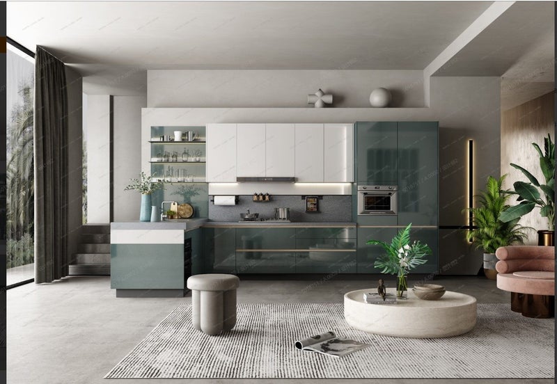 High Glossy Modern Complete Kitchen Cabinets ( Quartz Bench top included) Carousel 1