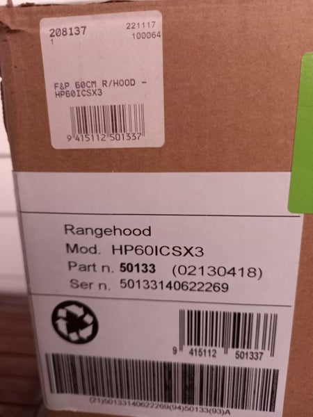 Rangehood. Fisher & Paykel Carousel 1