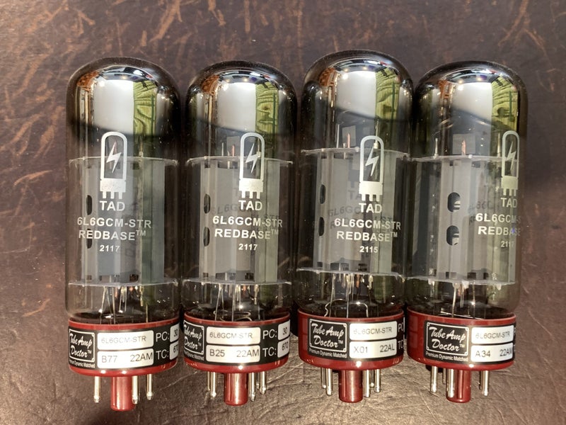 TAD 6L6+ GCM-STR Redbase tubes. Matched octet (8) or 2x quads. Carousel 1
