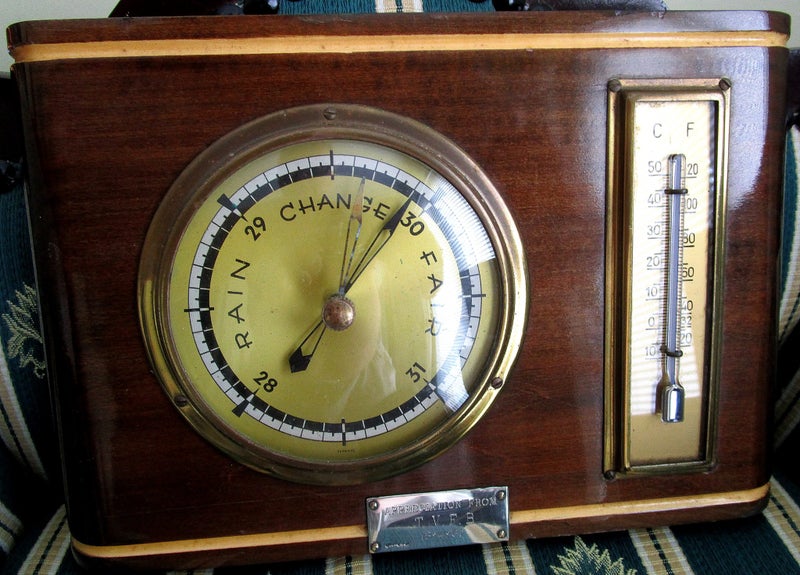 *** EXCEPTIONALLY NICE VINTAGE PRESENTATION BAROMETER MADE IN GERMANY *** Carousel 1