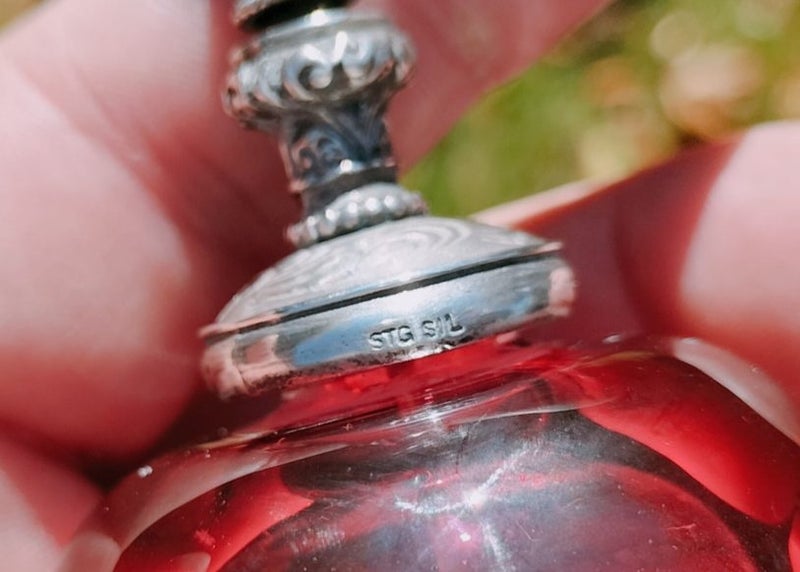 Vintage Sterling Silver and Art Glass Scent Bottle Carousel 2