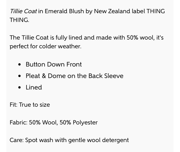 Thing Thing Tillie Coat Emerald Blush, size 8. RRP$329 Carousel 2