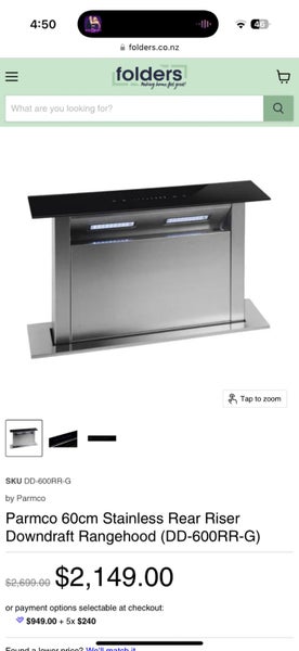 Brand New Parmco 60cm Stainless Rear Riser Downdraft Rangehood Carousel 2