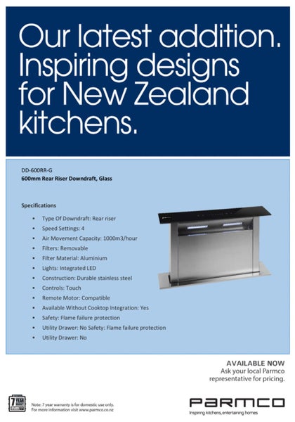 Brand New Parmco 60cm Stainless Rear Riser Downdraft Rangehood Carousel 3