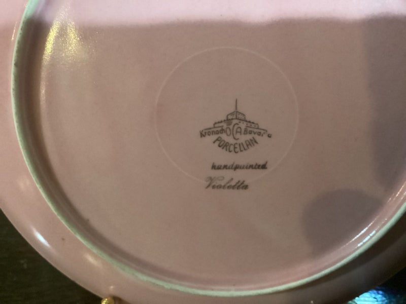 Antique handpainted Bavaria teacup trio Carousel 11