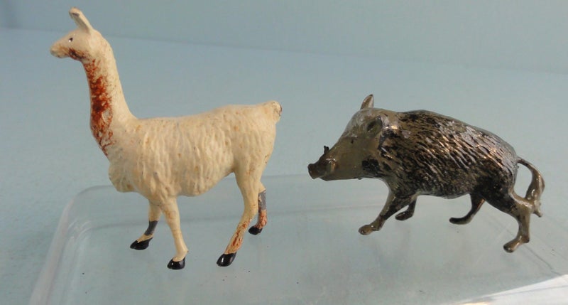 Vintage Britains Zoo Lead Animals: Wild Boar & Llama Carousel 1