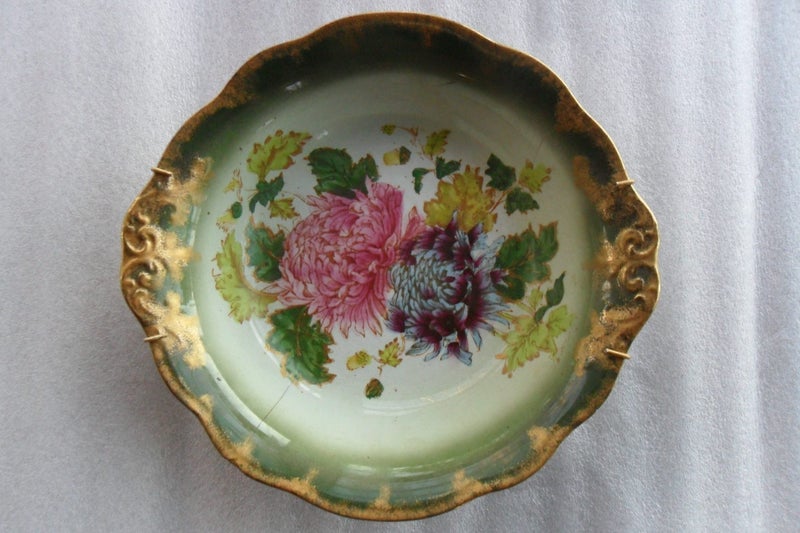 Antique James Kent Longton JKL Plate England, Victorian Chrysanthemum Pattern Carousel 1