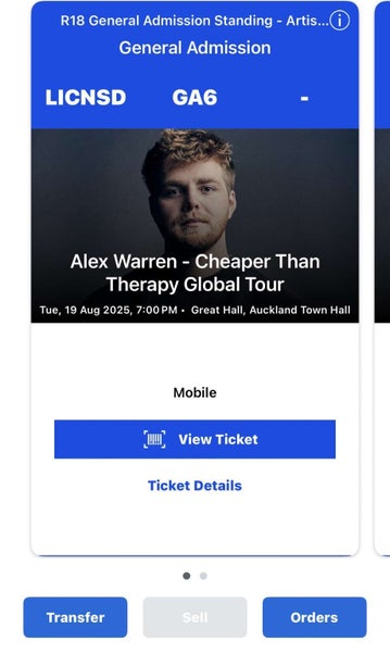 1x GA Alex Warren - Tues August 19th 2025 Carousel 1