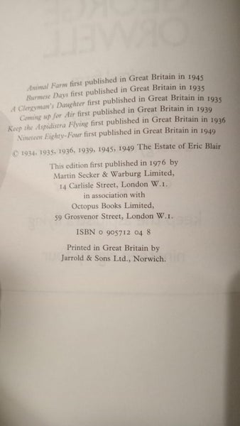 George Orwell: A Collection of Novels 1976 1st Edition Octopus omnibus Carousel 2