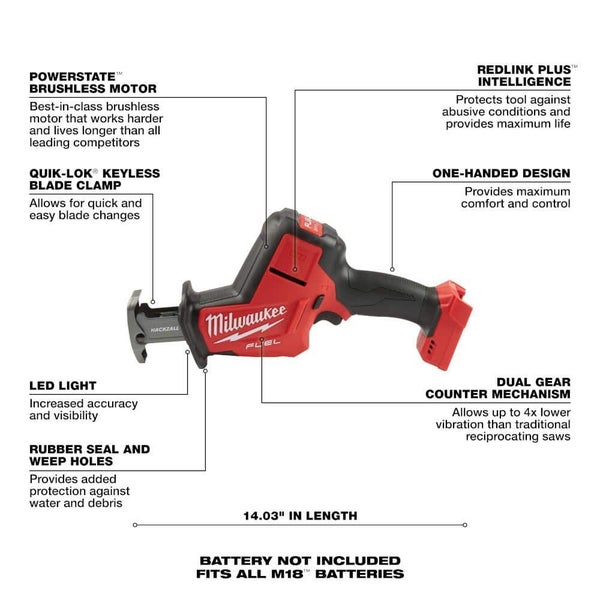Milwaukee M18FHZ-0 M18 FUEL 18V Lithium-Ion Brushless HACKZALL Reciprocating Saw Carousel 2