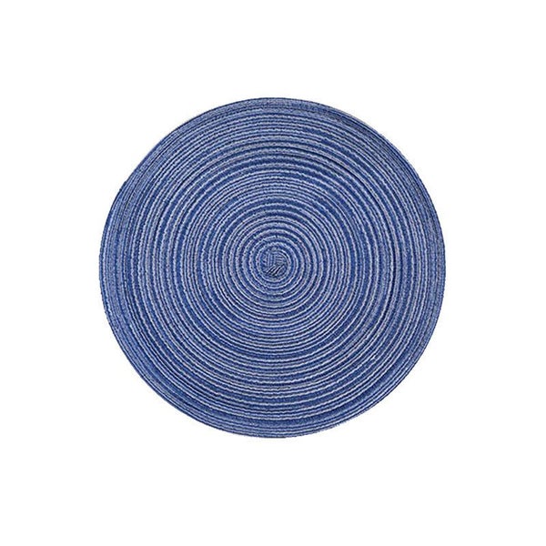 Elosung 8 Pcs Blue Woven Round Placemat - Non-Slip Heat-Resistant Dining Table M Carousel 1