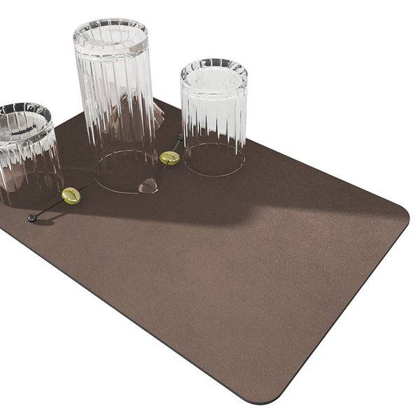 Elosung Brown Kitchen Drying Mat Super Absorbent Dish & Cup Drainer Pad 40X50cm Carousel 1