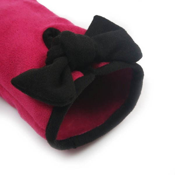 Dents Women s Velour-Lined Faux Suede Gloves with Trim and Bow Carousel 3