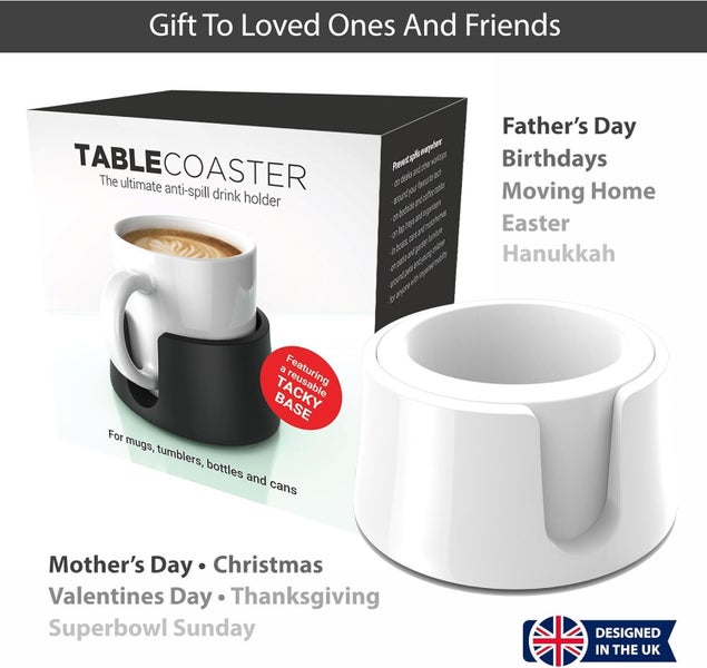 Table Coaster Anti-Spill Drink Holder Tray Couch Seat Car Office Travel - White Carousel 2