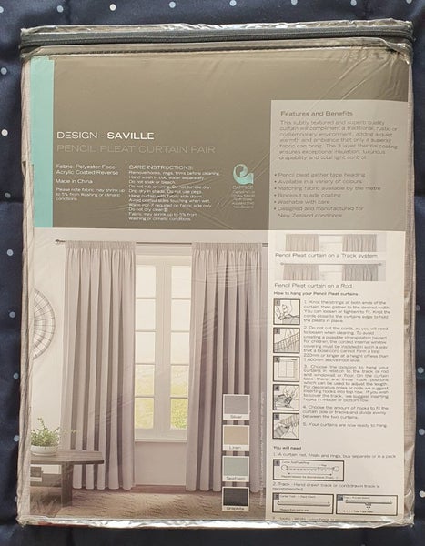 Caprice Saville Blockout Pencil Pleat Curtains Silver 80 - 140 x 160 cm Carousel 4