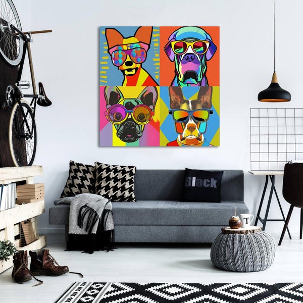 Framed $1 RESERVE 1 Panel Canvas Art Print - Pop Art - Dog Fashion Carousel 3