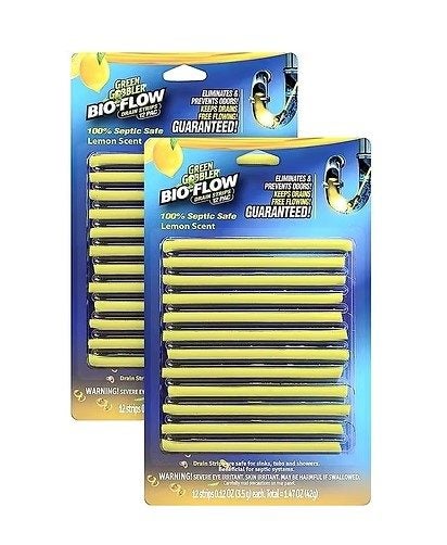 **TWIN PACK** Lemon Drain Odor Preventer - Green Gobbler Flow Sticks Carousel 1
