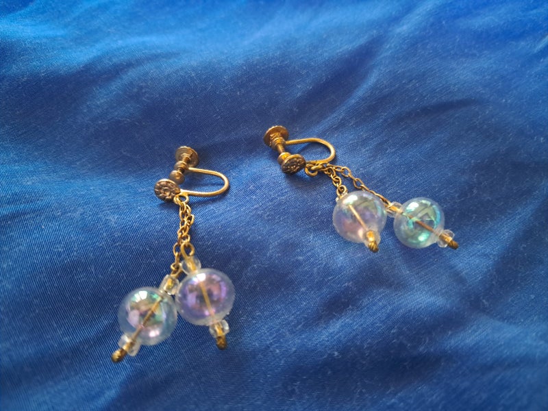 glass bubble Vintage gold earrings Carousel 2